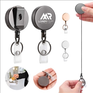 Round Metal Retractable Badge Reel Keychain
